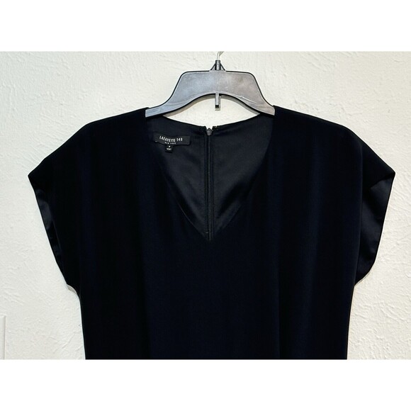 Lafayette 148 NY Size P (0-2) Jumpsuit Black Columbia Silk Trim V Neck Crepe - Picture 8 of 16